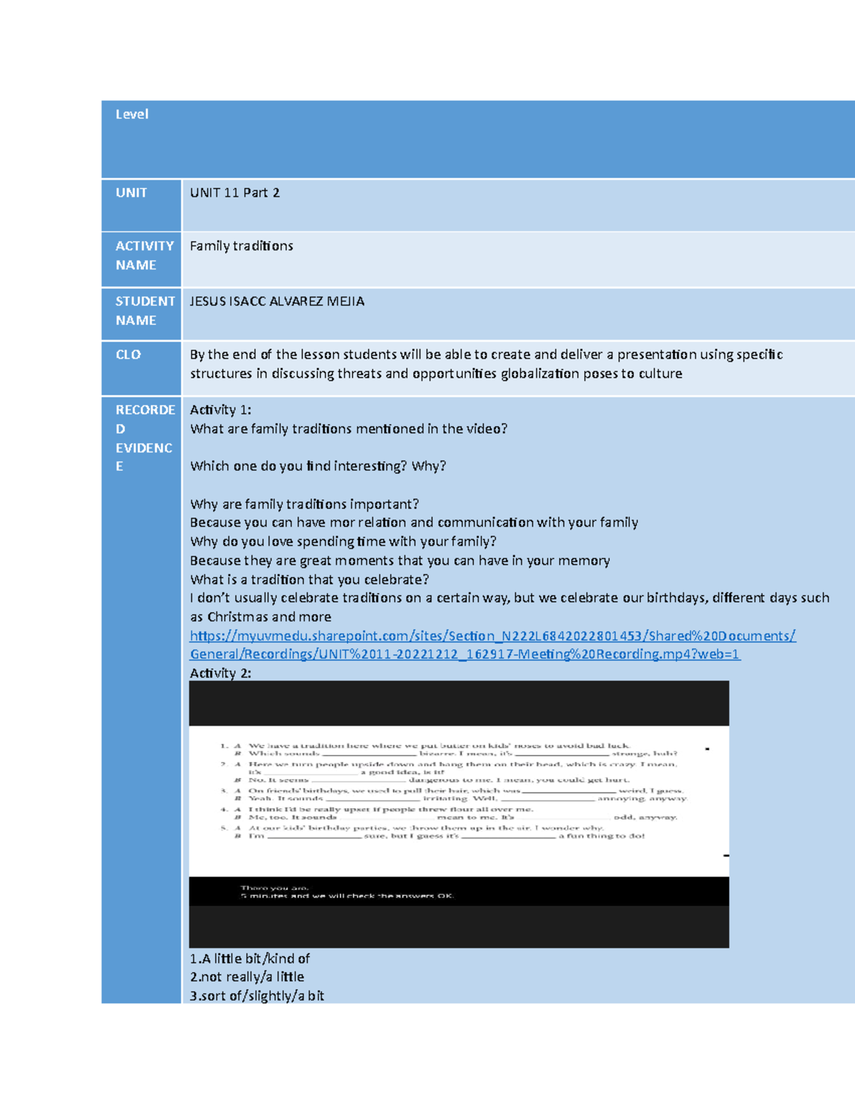 Unit 11 part 2 JIAM - actividad 11 parte 2 ingles - Level UNIT UNIT 11 ...