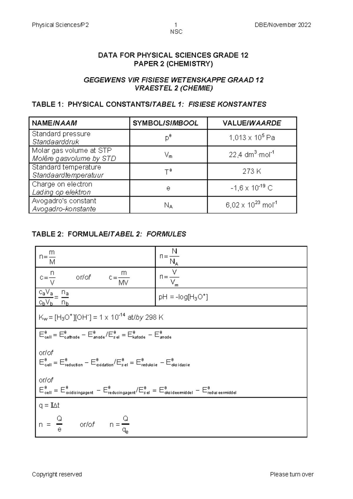 Physical Sciences P2 Nov 2022 Eng - NSC Copyright reserved Please turn ...