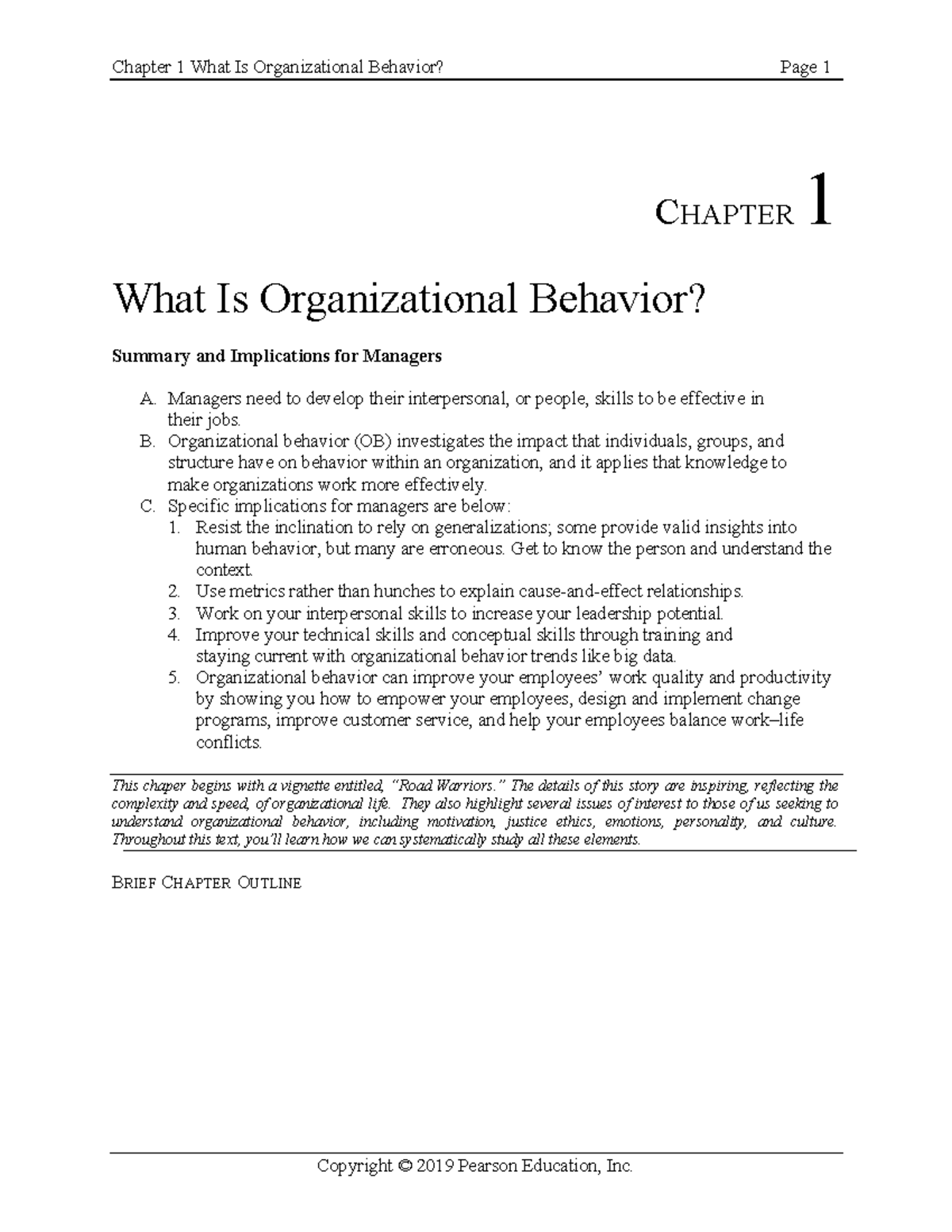MGGY 6013-E Chapter 1 notes - CHAPTER 1 What Is Organizational Behavior ...