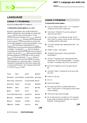 BP B1plus Tests Unit7 - Wesdfwerf - Name ...