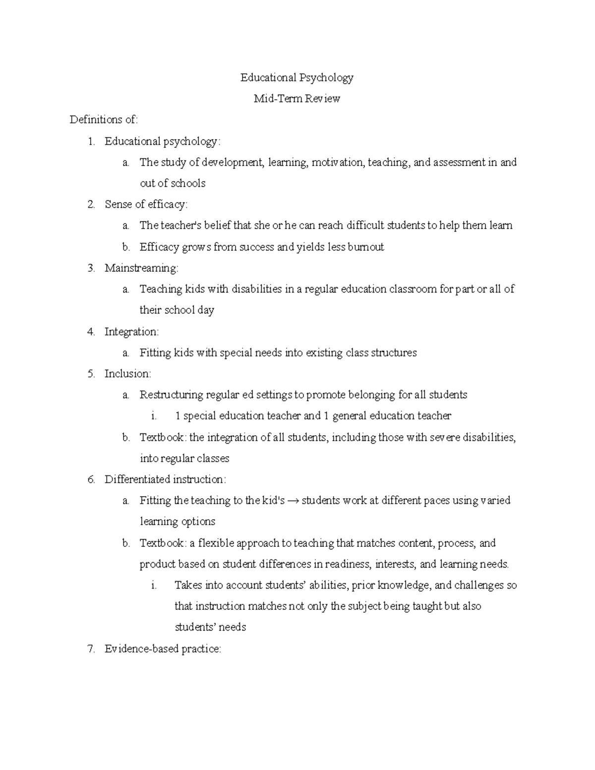 Psychology 208 - Midterm Study Guide - Educational Psychology Mid-Term ...