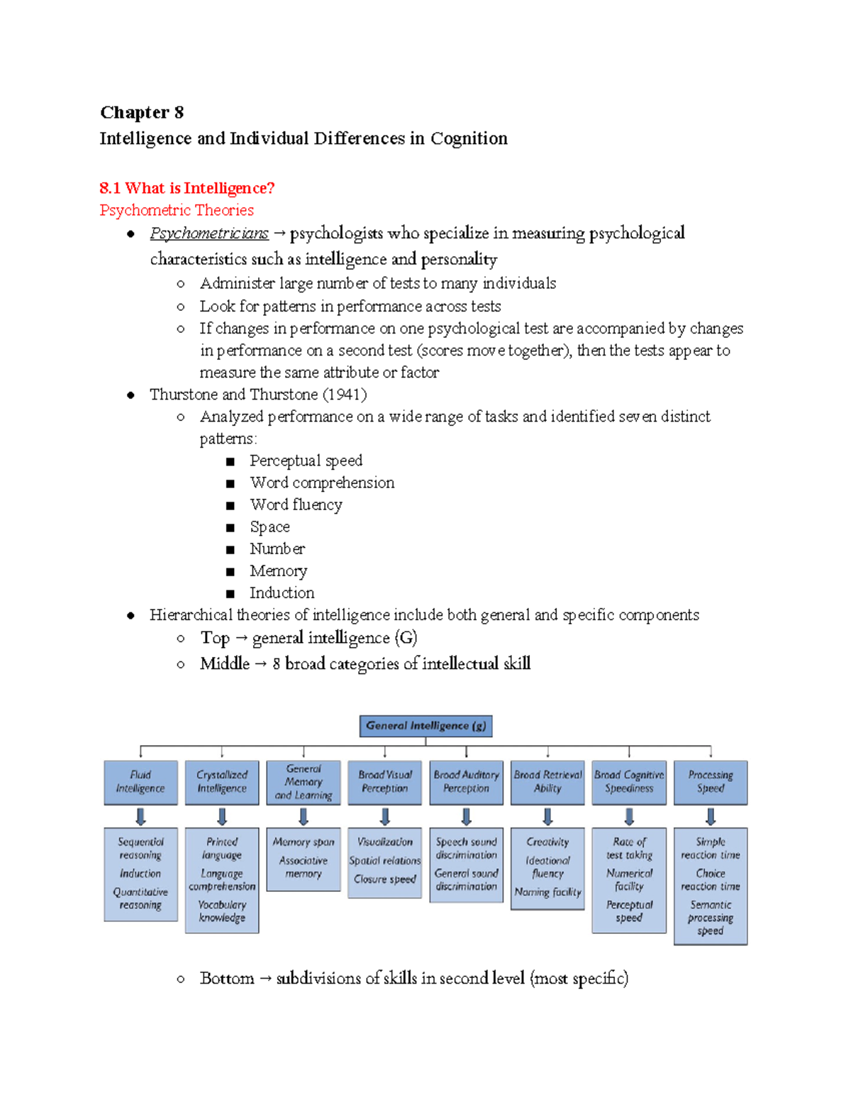 Chapter 8 intelligence and individual differences in cognition down