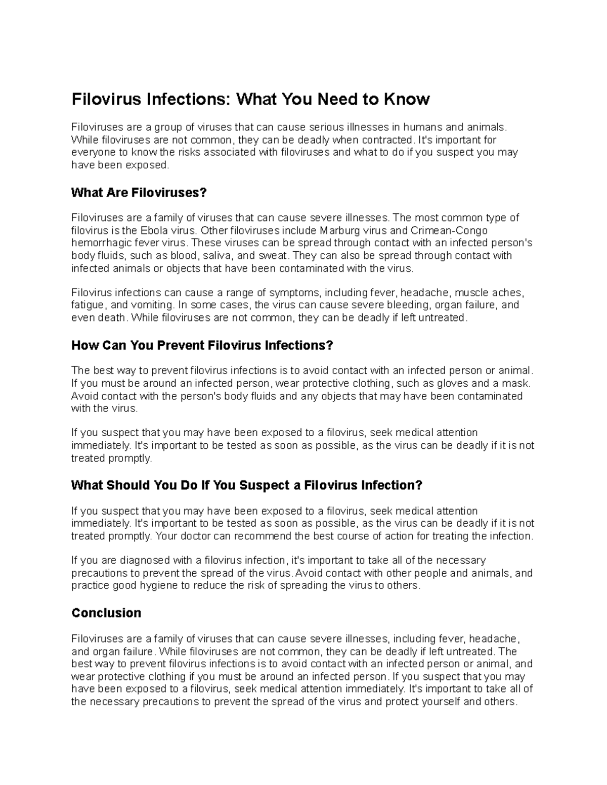 Filovirus Infections What You Need to Know - Filovirus Infections: What ...