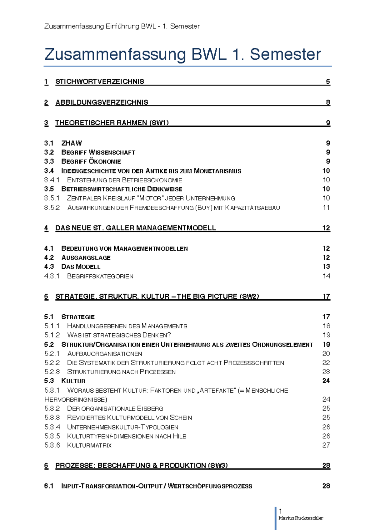 Einführung BWL Zusammenfassung - Zusammenfassung BWL 1. Semester 5 1 ...