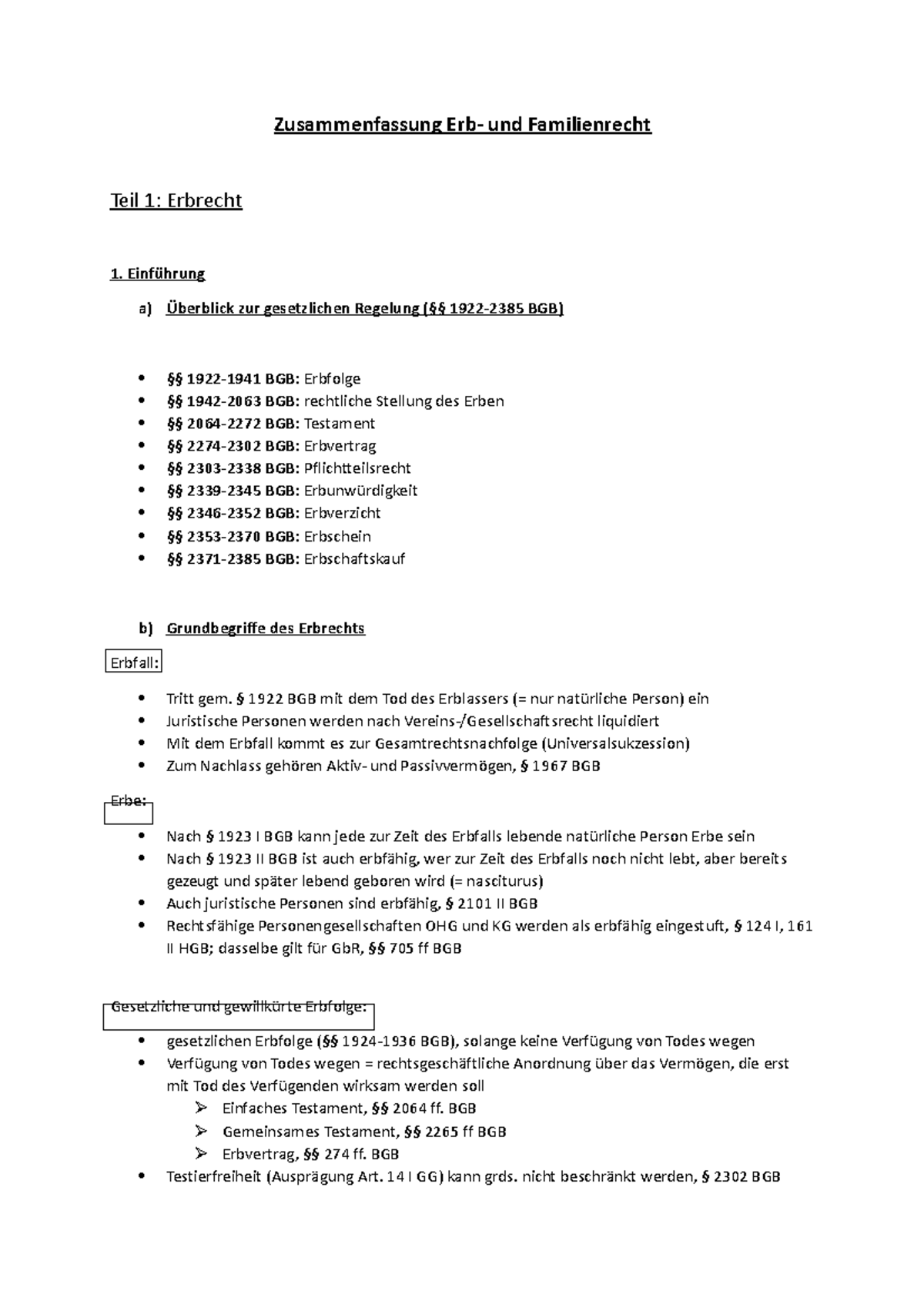 Zusammenfassung Erb- Und Familien R - Zusammenfassung Erb- Und ...