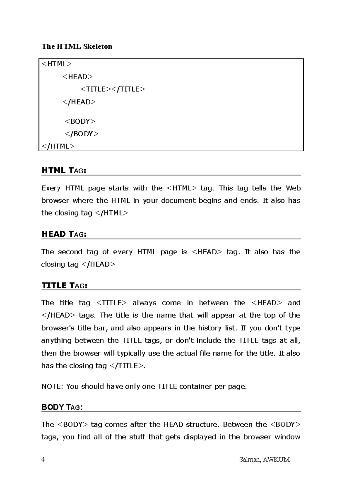 Week2 - This the notes for web development. - The HTML Skeleton ...