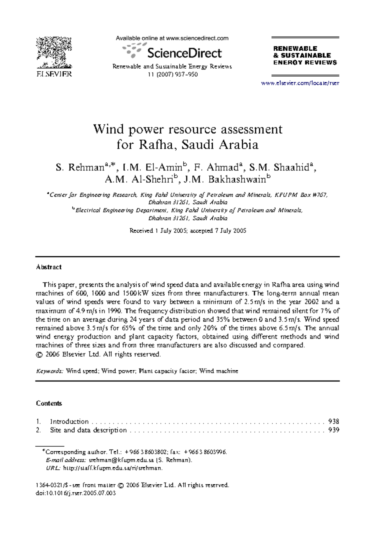 Wind power resource assessment - Renewable and Sustainable Energy ...