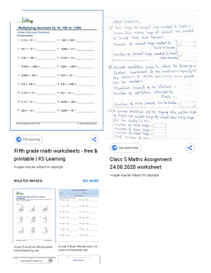 simple 5th class maths assignment questions google search studocu