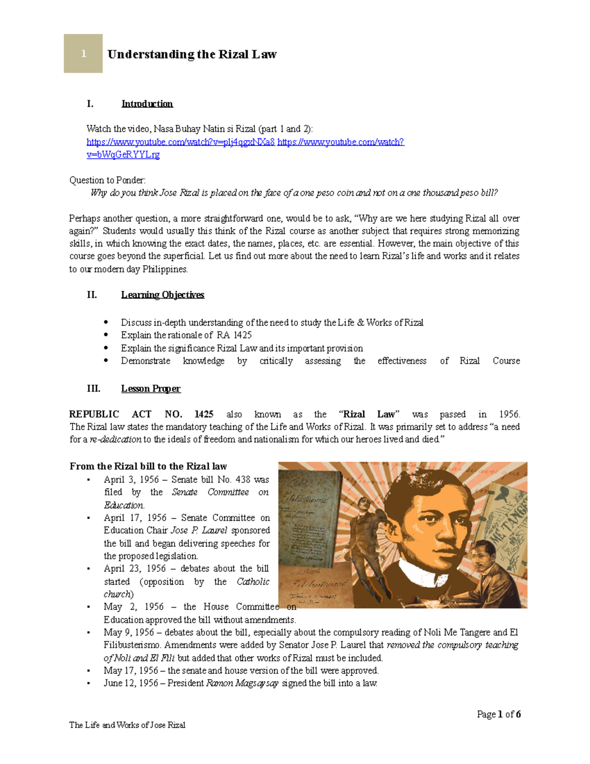 Module 1 Understanding The Rizal Law - 1 Understanding The Rizal Law ...