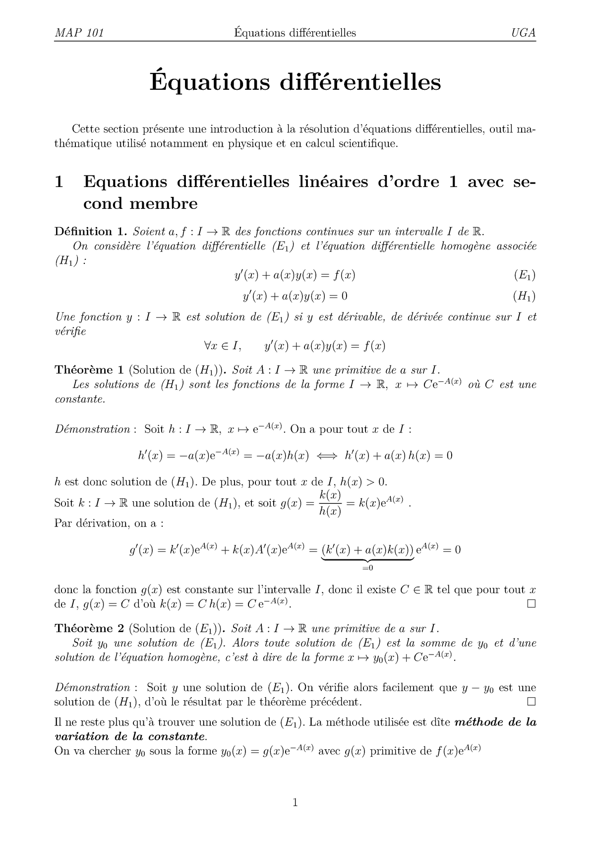 Cours Equa Diff Resume Analyse Calcul Integral Et Equations Differentielles Studocu