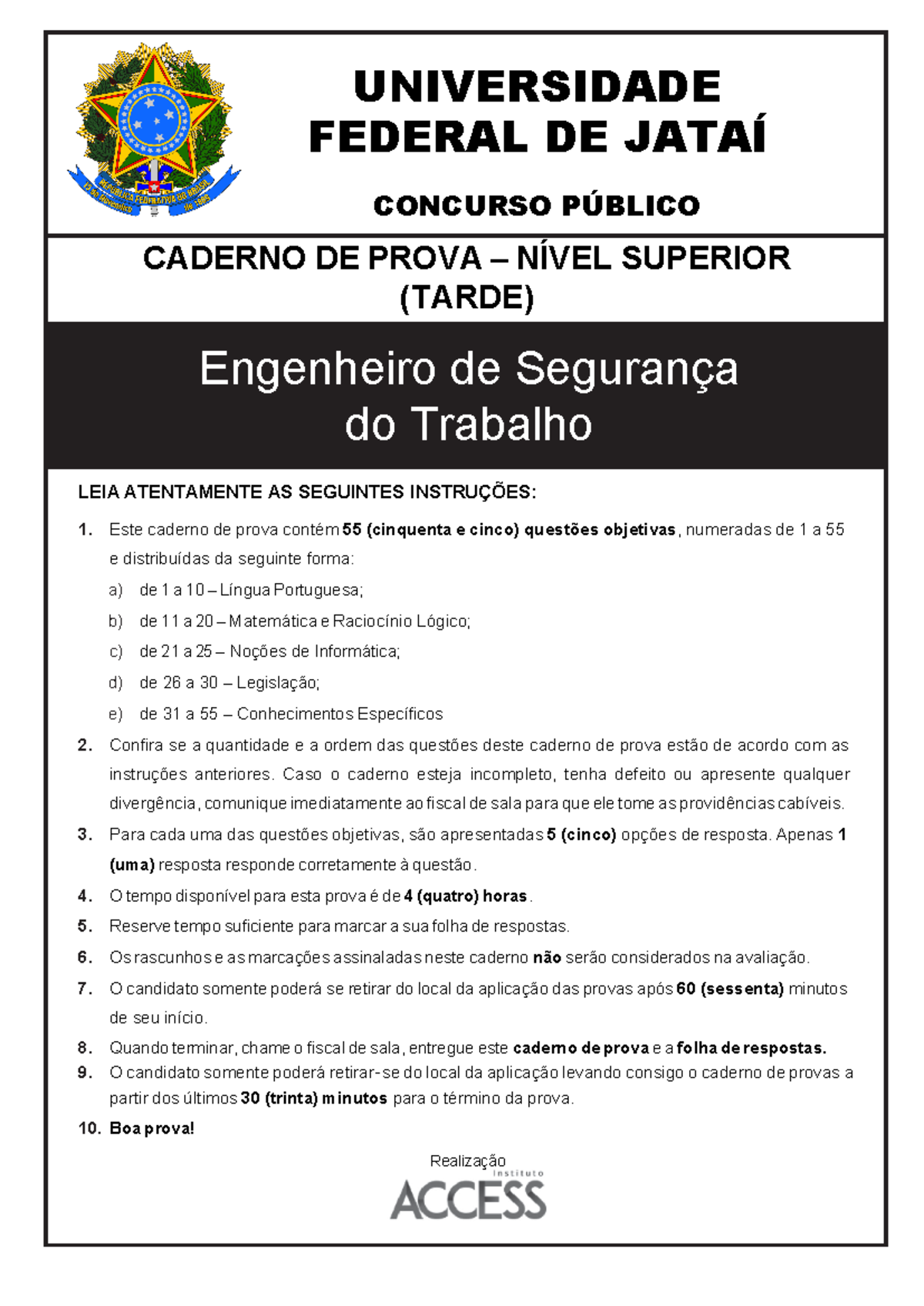 Engenheiro de seguranca do trabalho - UNIVERSIDADE FEDERAL DE JATAÍ ...