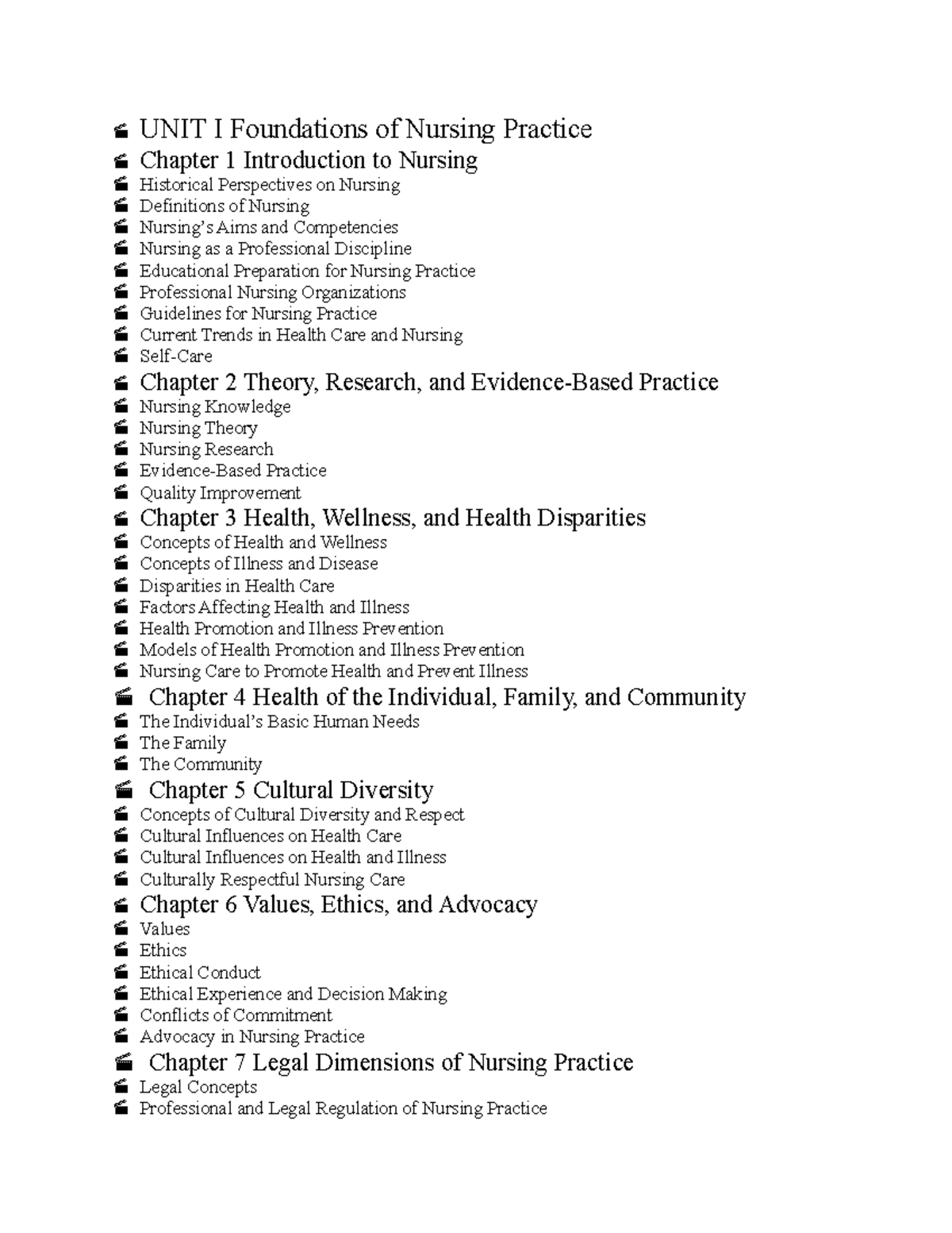UNIT I Foundations of Nursing Practice - Studocu