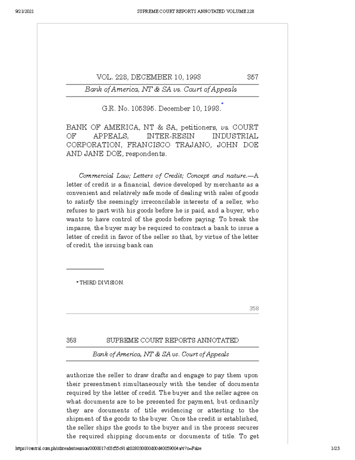 1 Bank of America vs. CA - Included in the assigned cases for Law on ...
