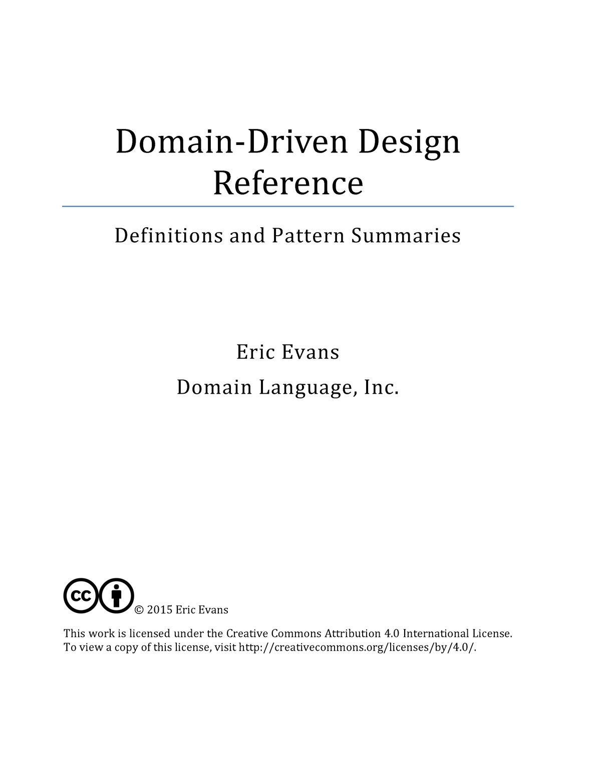 Domain Driven Design Reference Definitio Domain­‐Driven Design