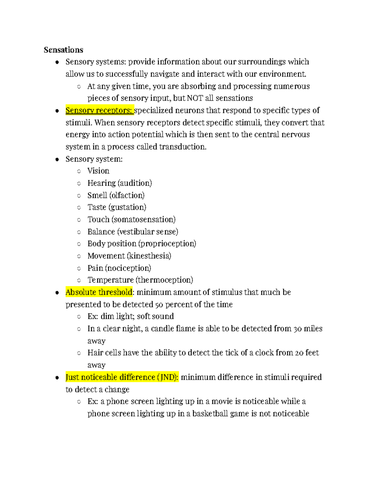 Chapter 5 Sensation And Perception (1) - Sensations Sensory Systems ...