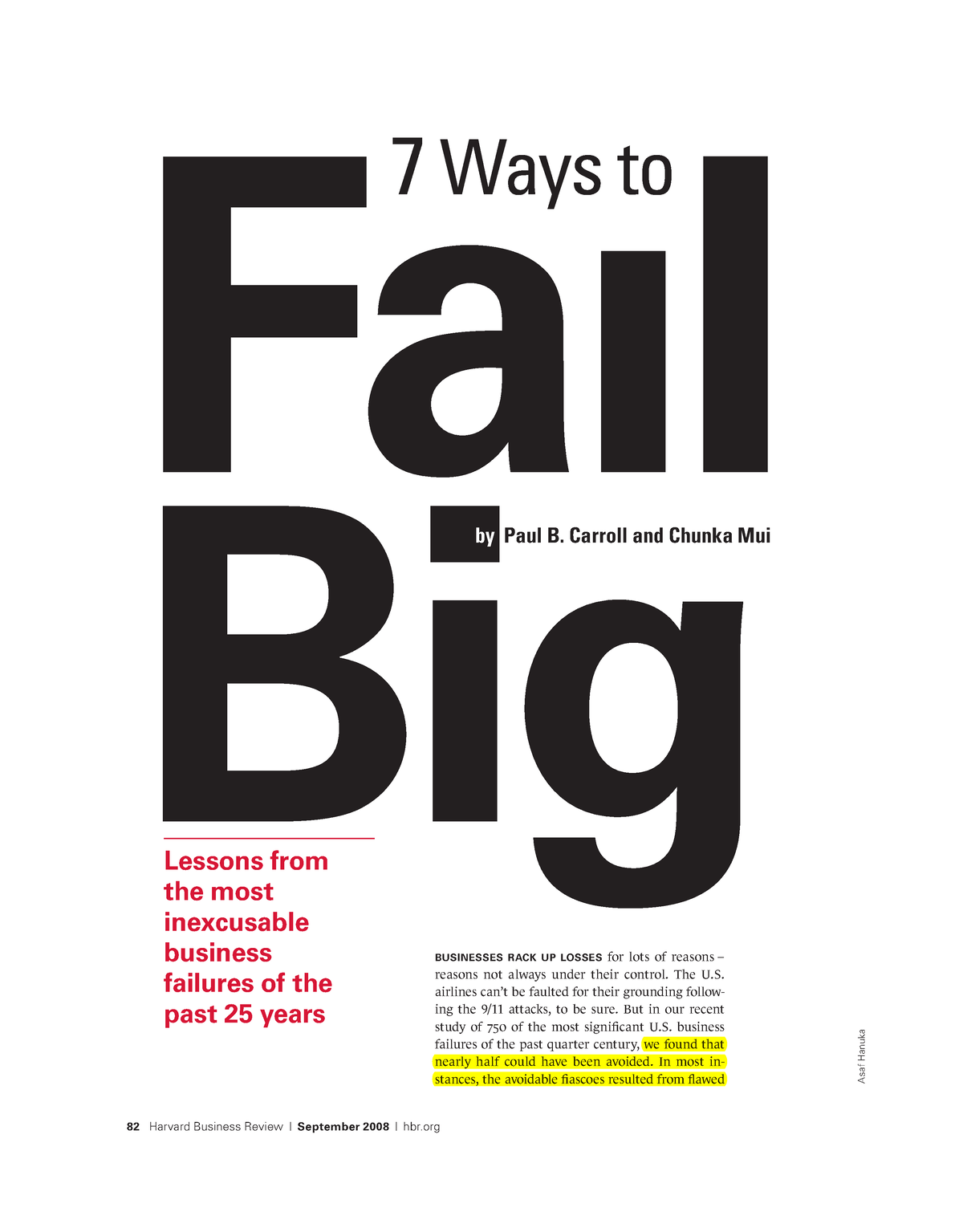 7 Ways Of Big Fail Marked - 82 Harvard Business Review | September 2008 ...