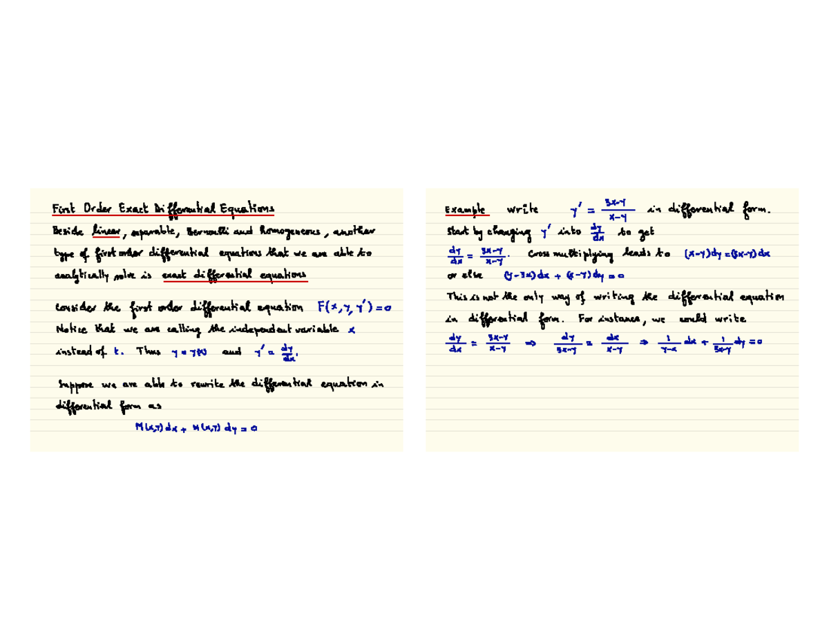 L04 Sep17&19 - Lecture Notes 4 - First Order Linear Beside Type , First ...