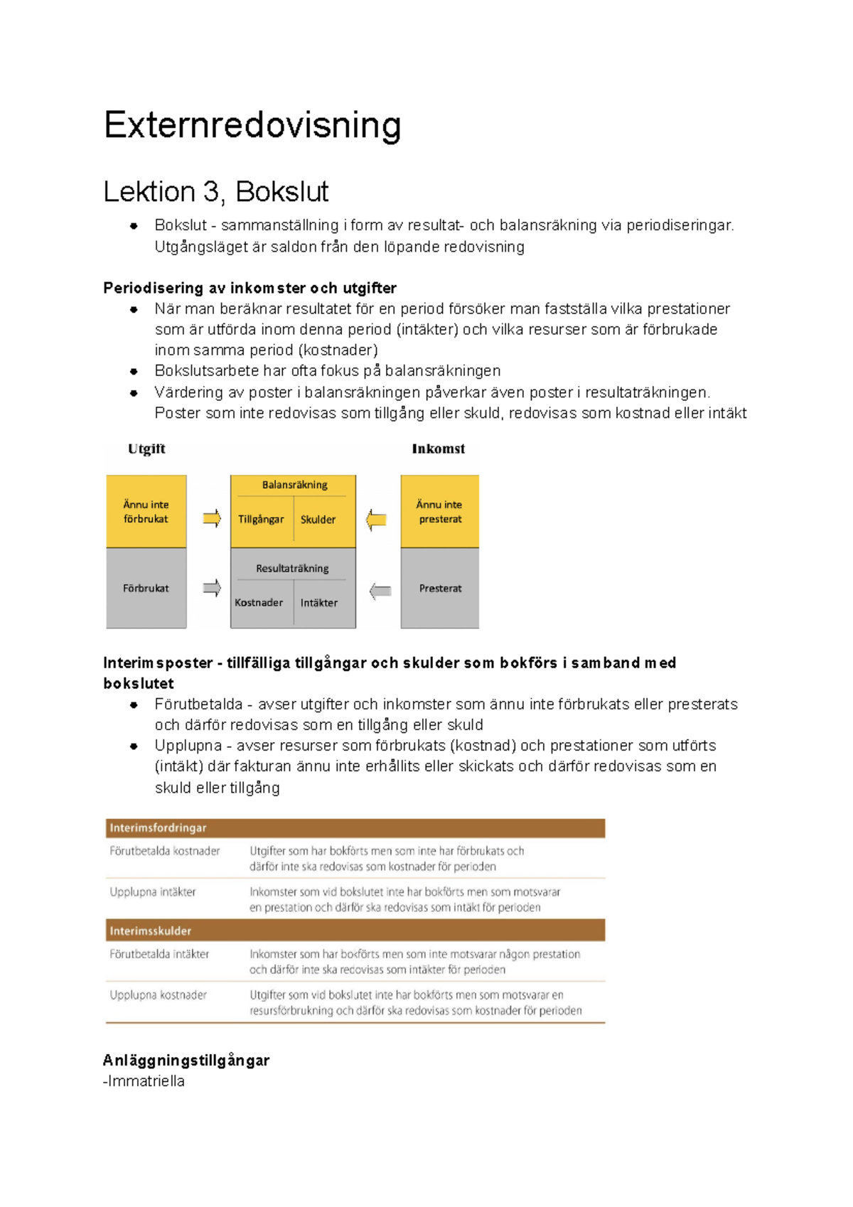 EKF102, Externredovisning - Externredovisning Lektion 3, Bokslut ...