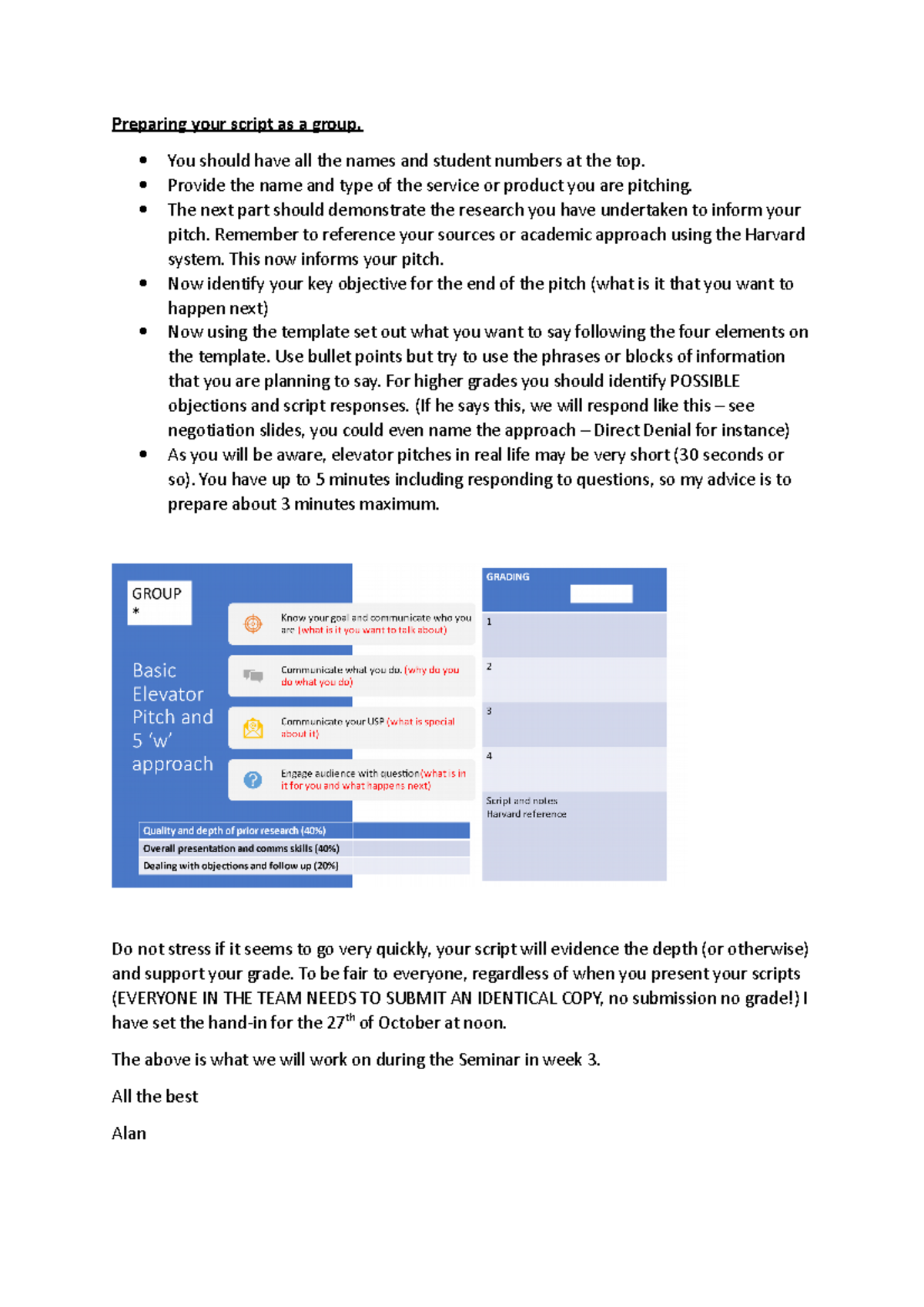 Preparing your script as a group(1) - You should have all the names and ...