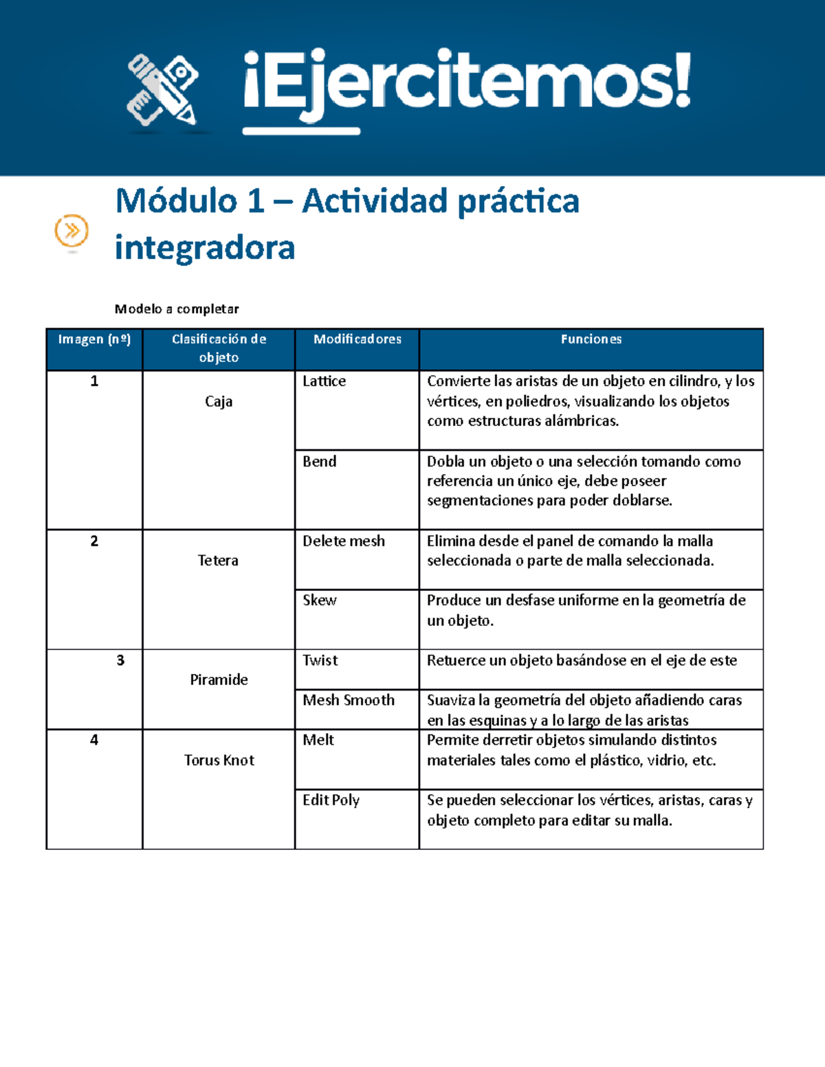 Actividad 4 M1 Modelo - API N° 1 De Generalidad 3D 1 - Módulo 1 ...