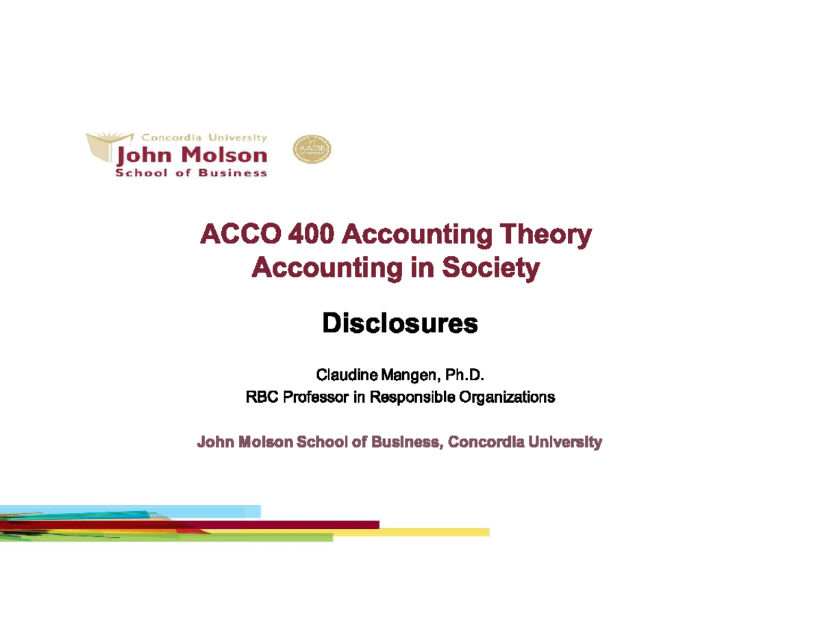 Week 7 Slides - ACCO 400 - Studocu