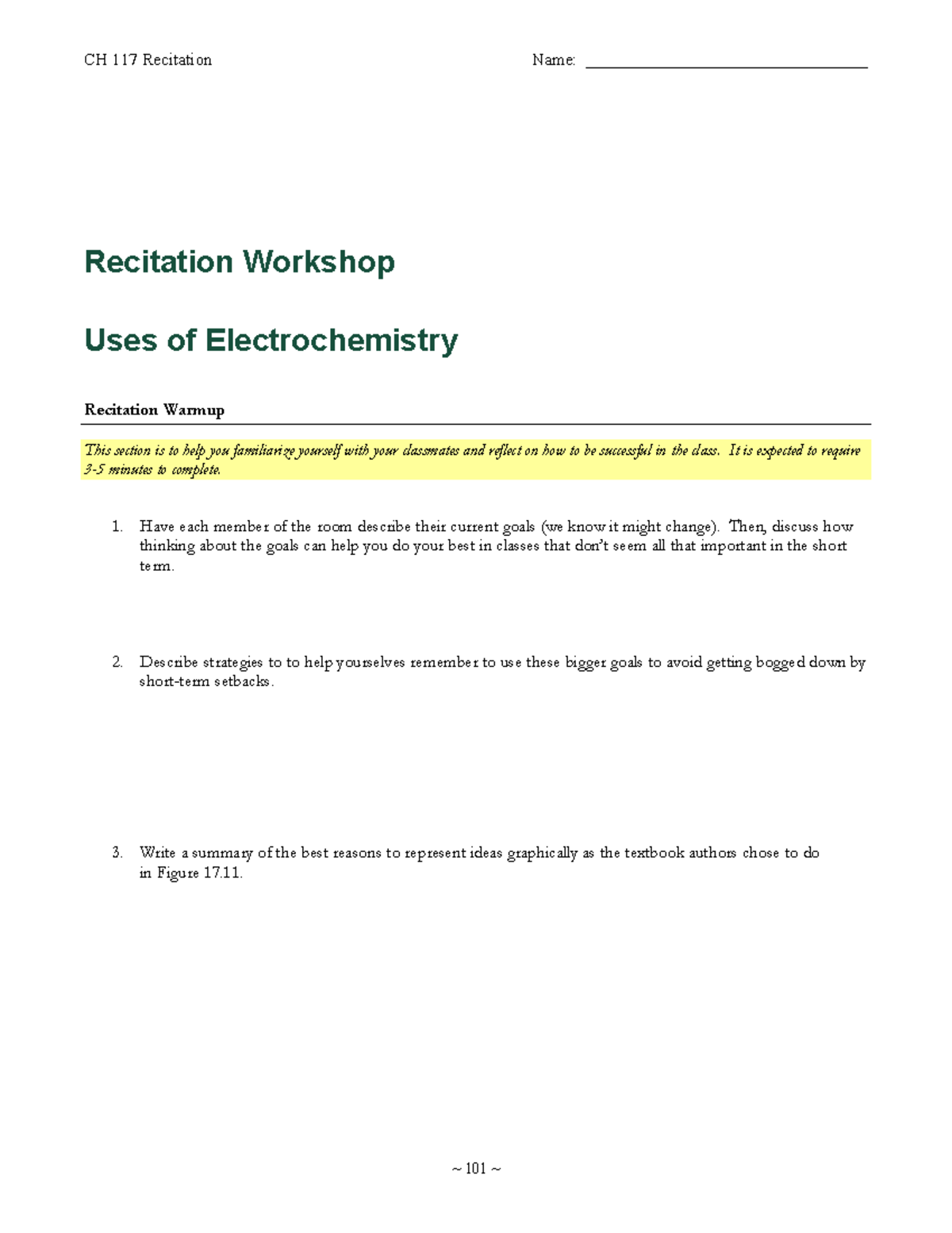 14 Uses of Electrochemistry Recitation Uses of Electrochemistry Recitation Warmup