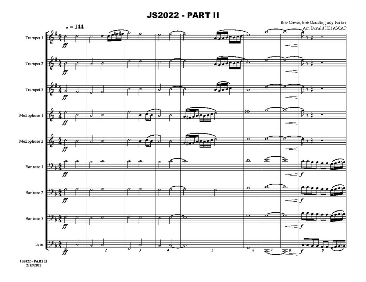 JS22P2Feb12 Full Score ° ¢ Trumpet 1 Trumpet 2 Trumpet 3