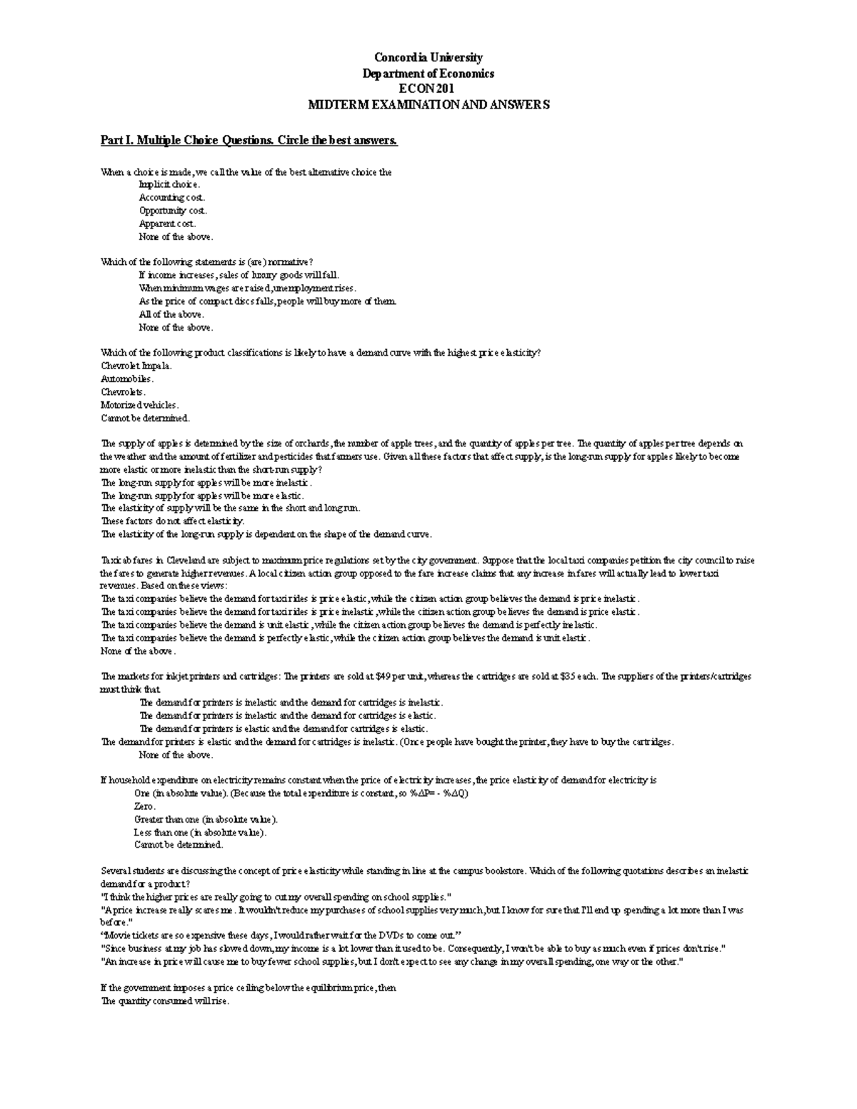 Econ 201 Practice Midterm - Concordia University Department Of ...