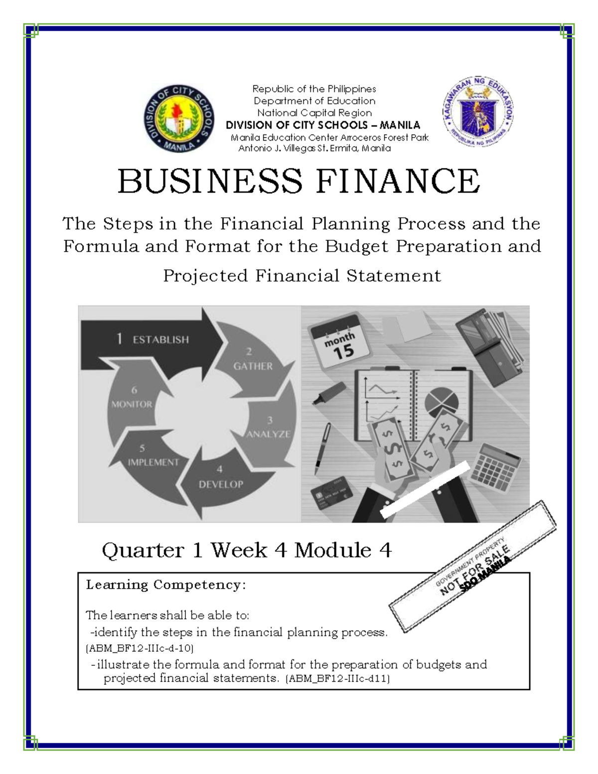 ABM- Business Finance 12 Q1 W4 Mod4 - Learning Competency: The Learners ...