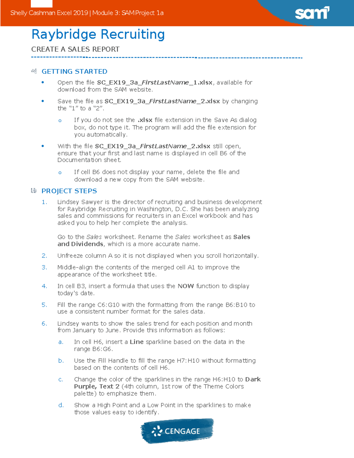 Instructions SC EX19 3a - Raybridge Recruiting CREATE A SALES REPORT ...