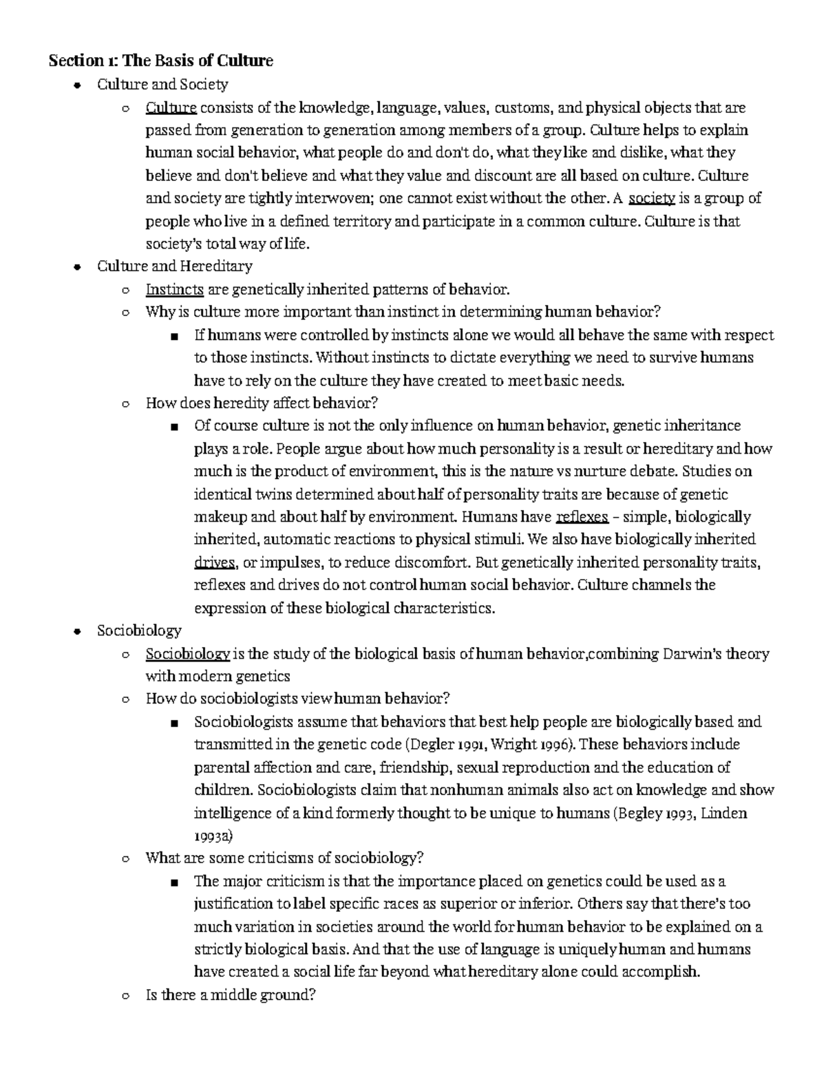 AP Psych Notes Chapter 7 - Section 1: The Basis of Culture Culture and ...