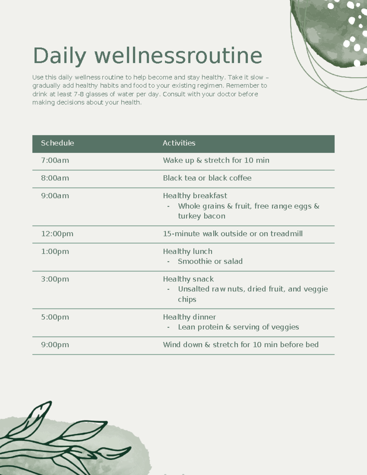 Document - ... - Daily wellnessroutine Use this daily wellness routine ...