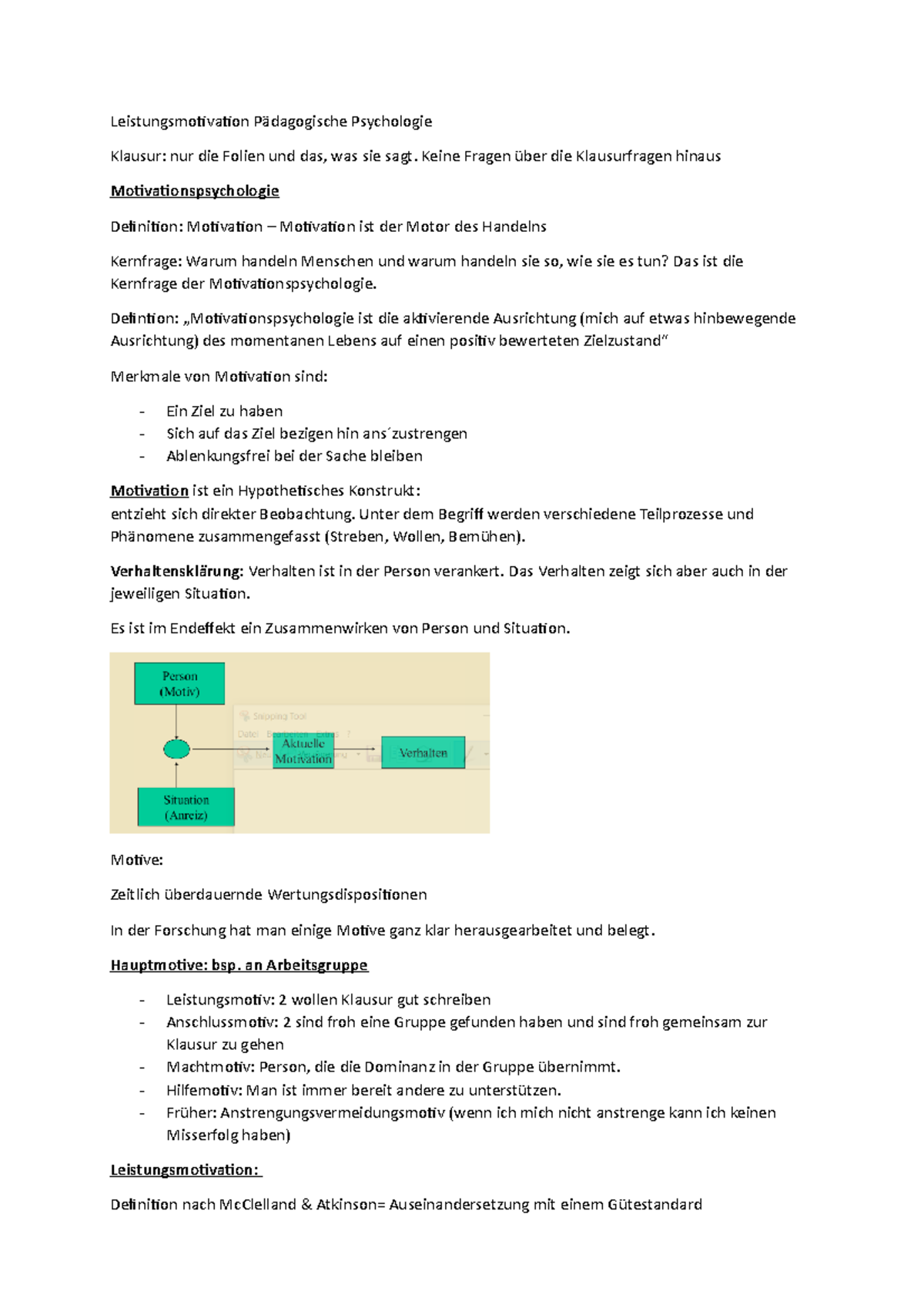 VL 7 - Vorlesungsnotizen 7 - Leistungsmotivation Pädagogische ...