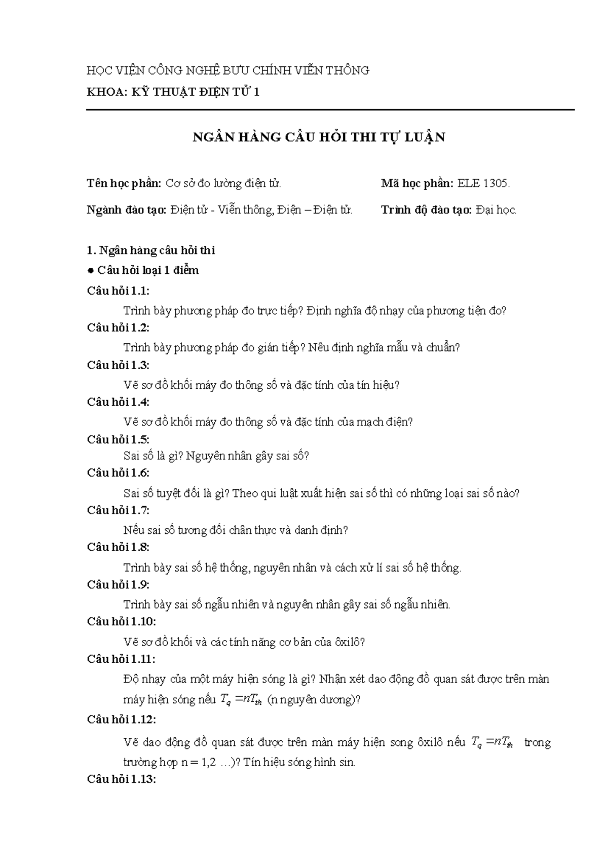 CSDo Luong DT Nhcht 2016 - HỌC VIỆN CÔNG NGHỆ BƯU CHÍNH VIỄN THÔNG KHOA ...