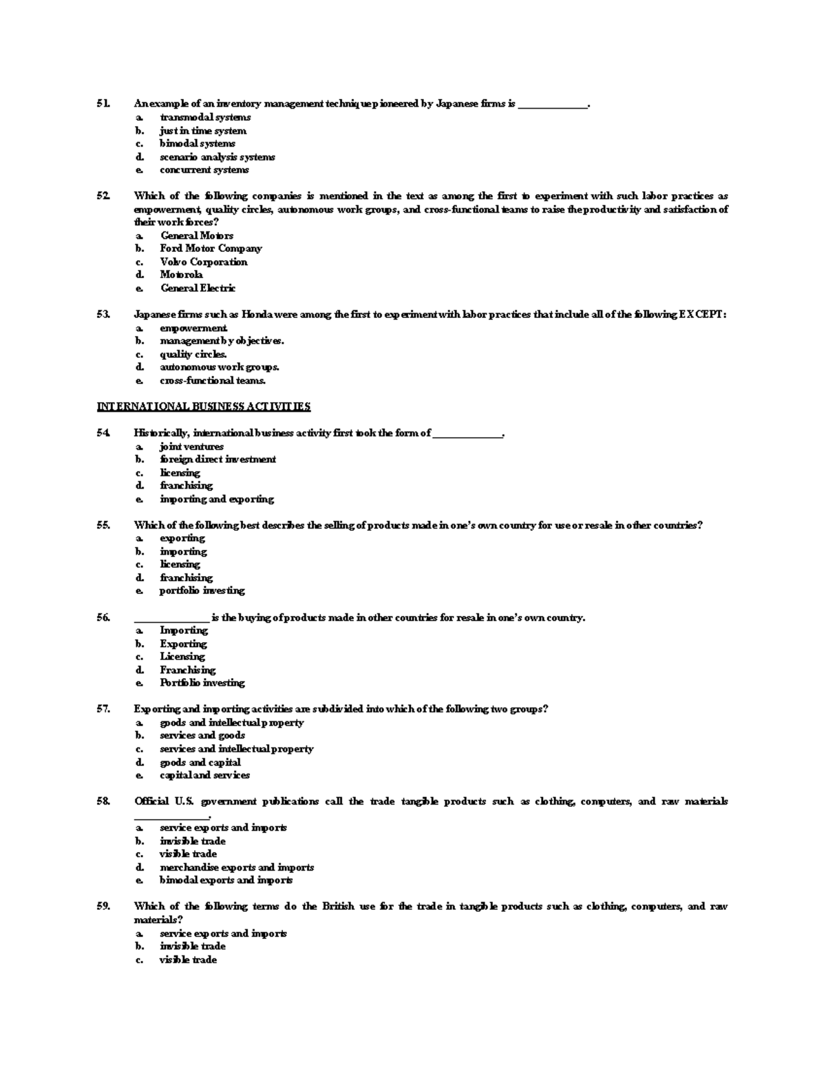 Chapter 1 MCQs 51-100 - An Overview of International Business - An ...