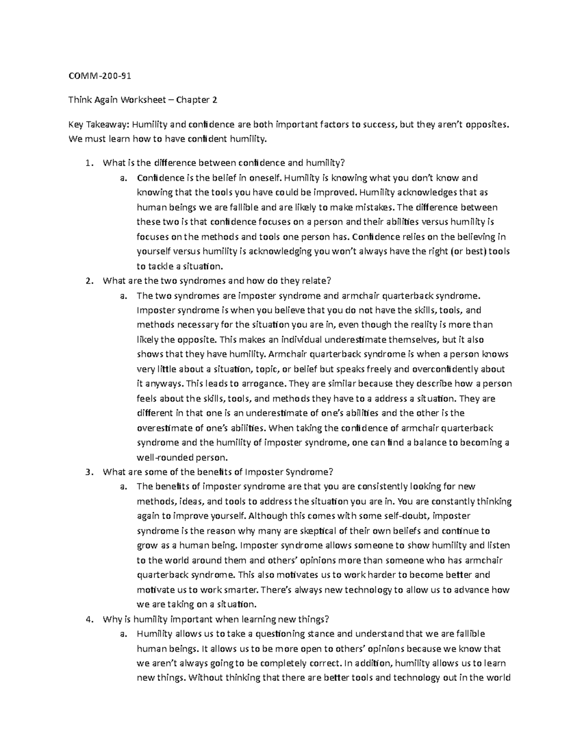 Think Again Chapter 2 wksht - COMM-200- Think Again Worksheet – Chapter ...