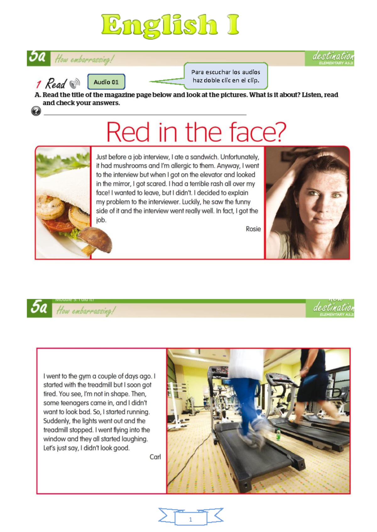 Week 11 Book English I - Informe - Audio 01 Para escuchar los audios ...