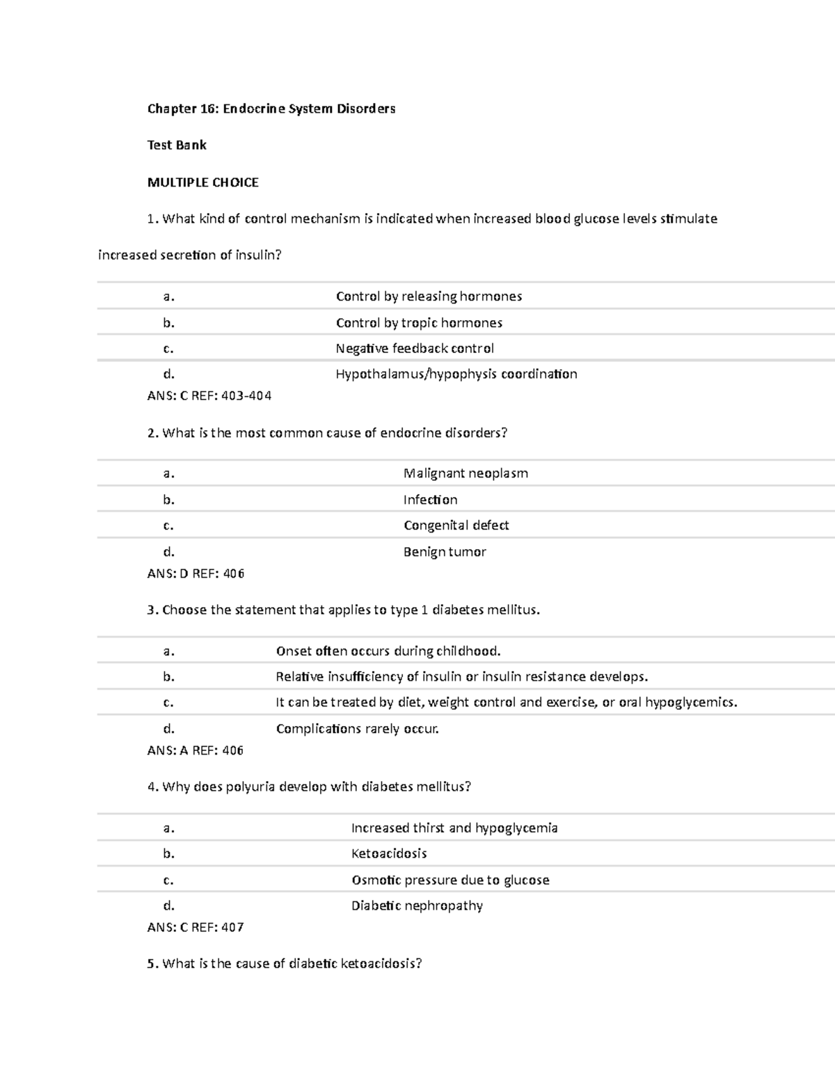 Ch. 16 Test Bank - Gould's Ch. 16 Test Bank - Chapter 16: Endocrine ...