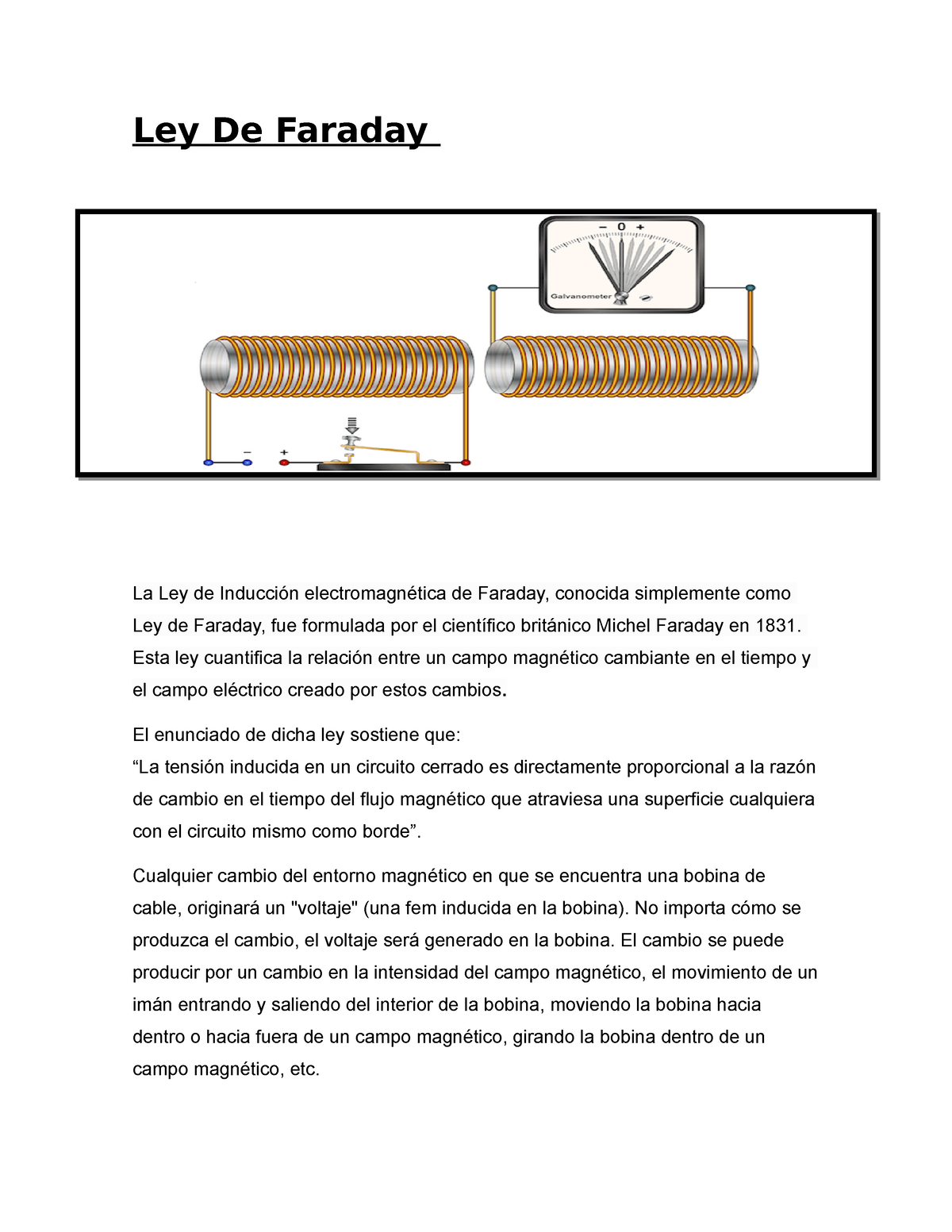 Ley De Faraday Descripción Ley De Faraday La Ley De Inducción