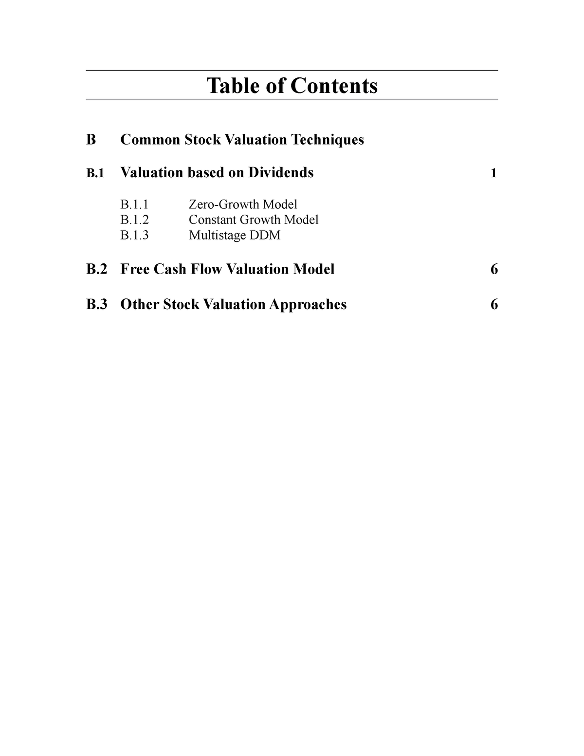 I. Stock Valuation CH7 13 Ed 1 - Table Of Contents B Common Stock ...