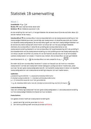 Formules Van Statistiek 1b - College 1 – 3: One-sample Z-test ...