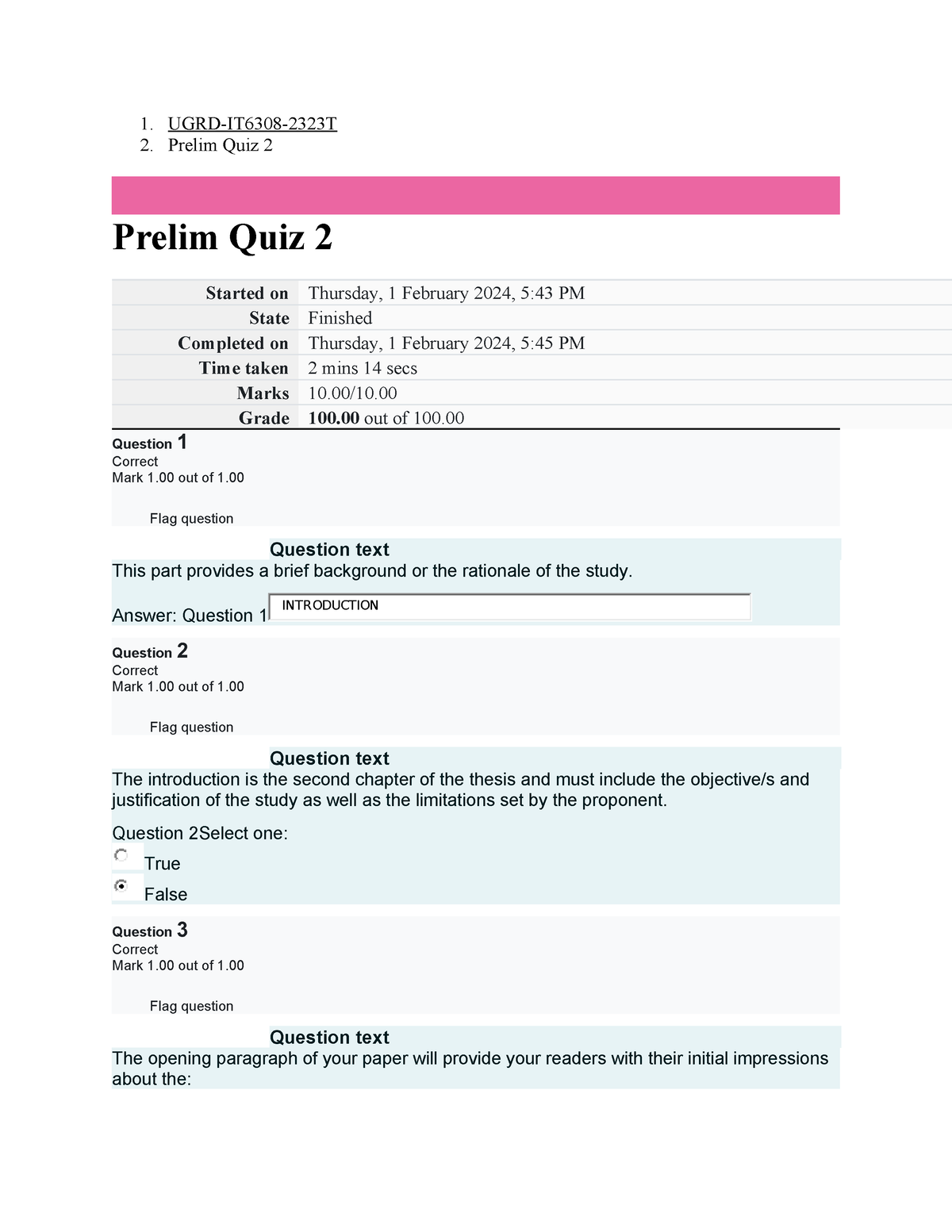 UGRD-IT6308 IT Capstone Project And Research 1 Prelim Quiz 2 - 1. UGRD ...