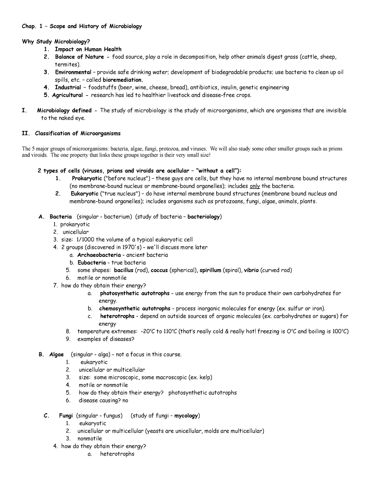 Microbiology - Lecture Notes 1-10 - Chap. 1 – Scope And History Of ...