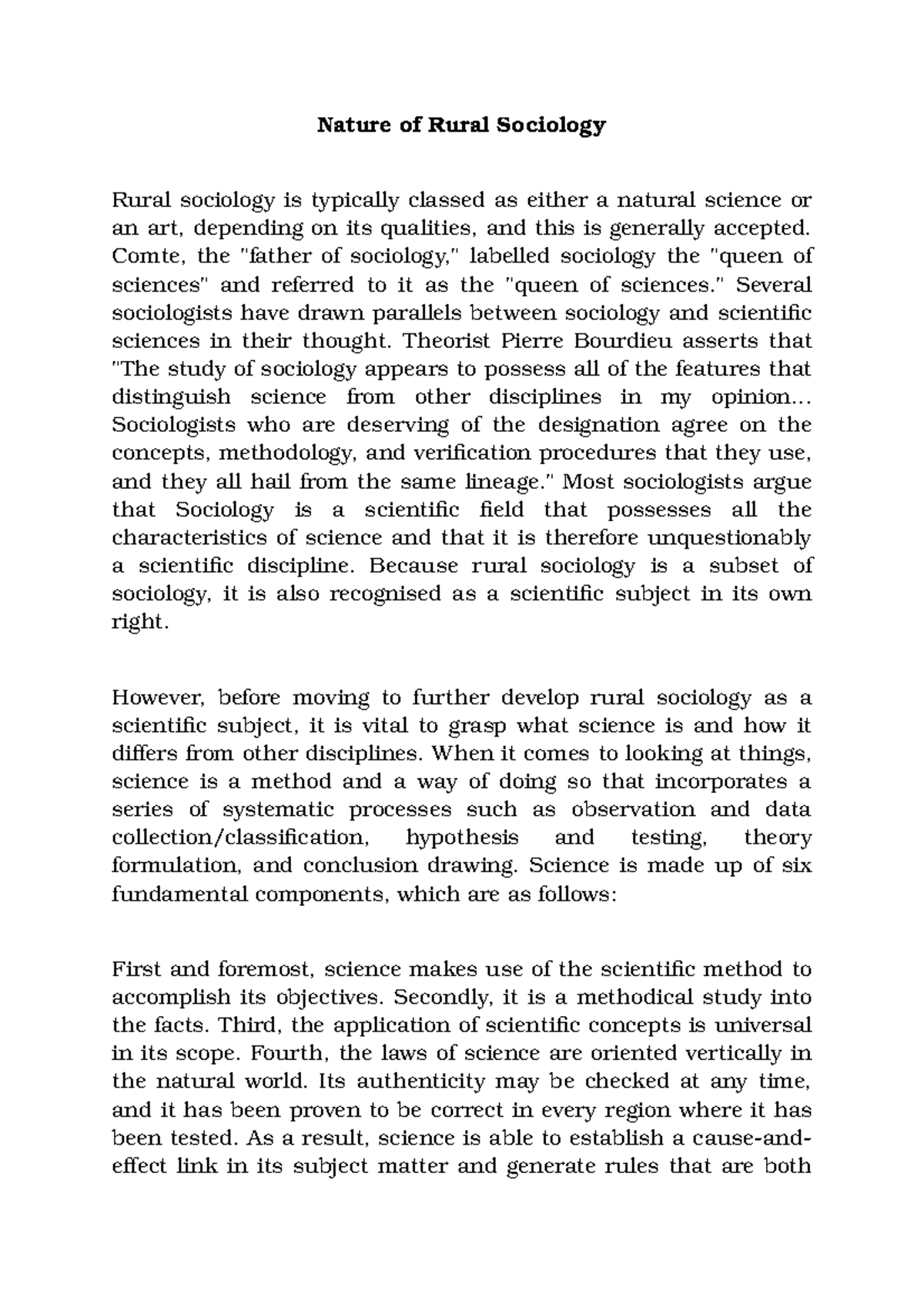 Nature of Rural Sociology - Studocu