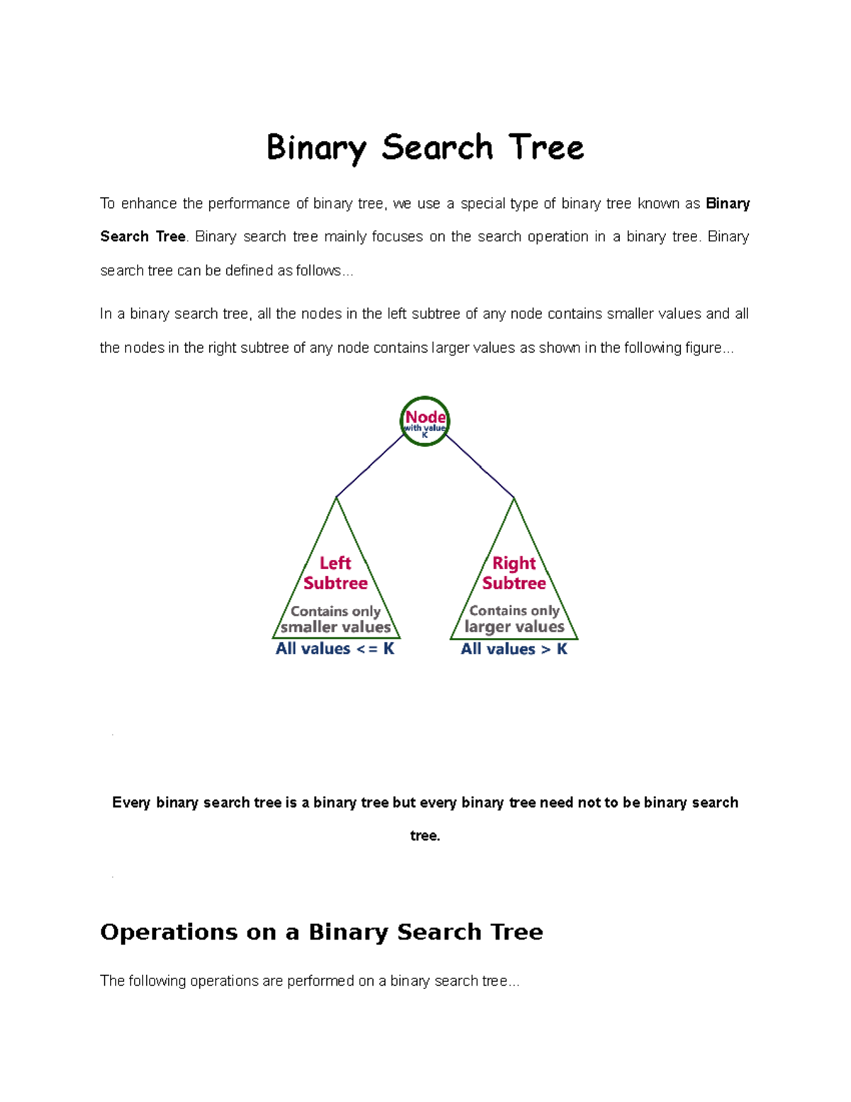 Binary Search Tree - Binary search tree mainly focuses on the search ...