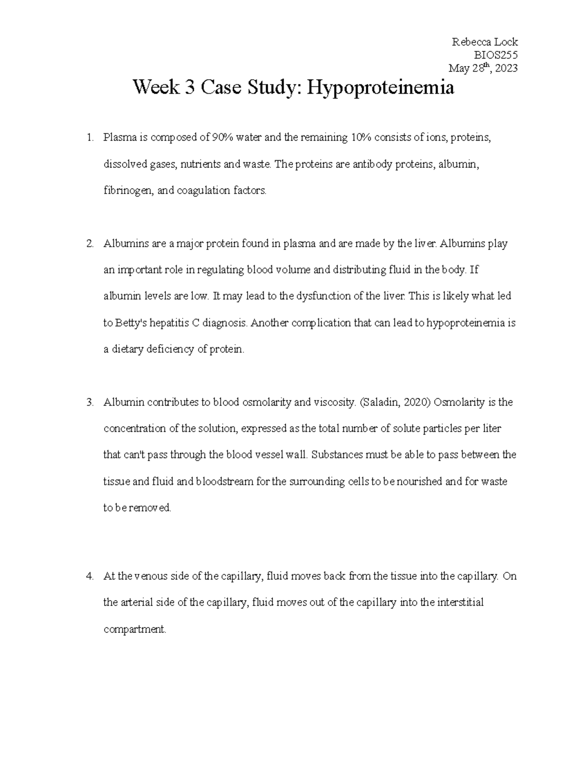 week 3 case study hypoproteinemia