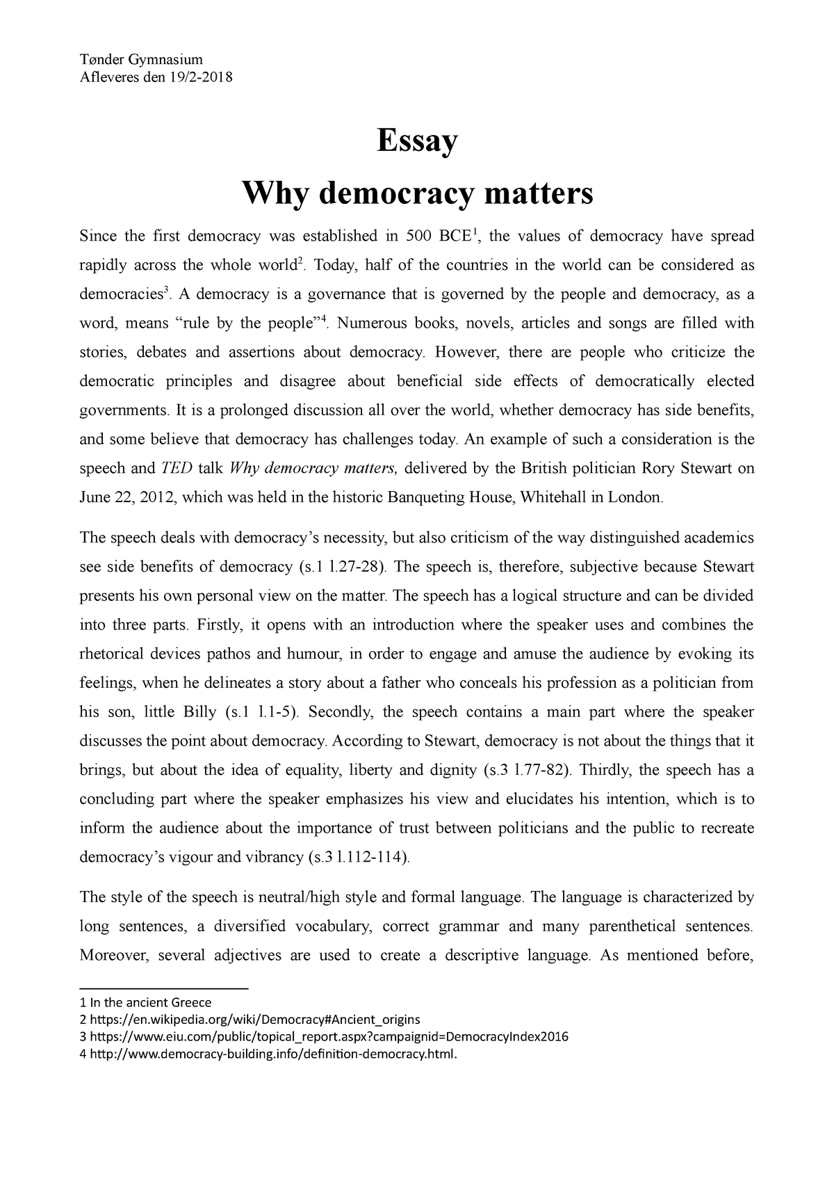 essay questions about democracy
