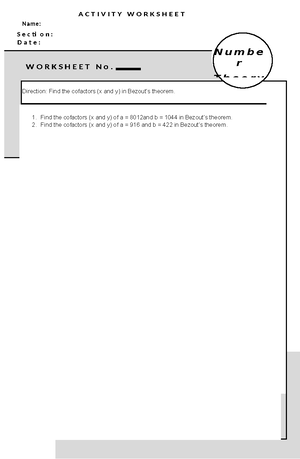 Format-GCD sa false - BSED - Math - Na m e : A C T I V I T Y W O R K S ...