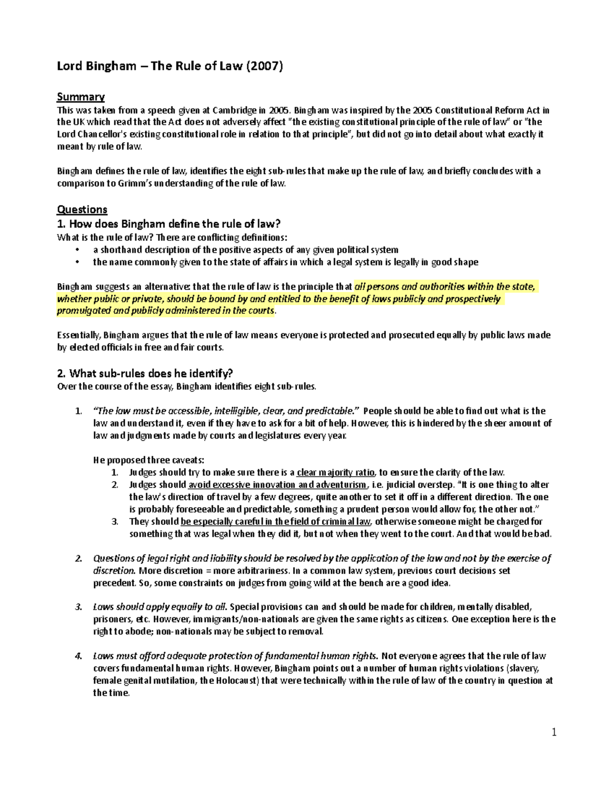 diceys rule of law criticism of diceys rule of law