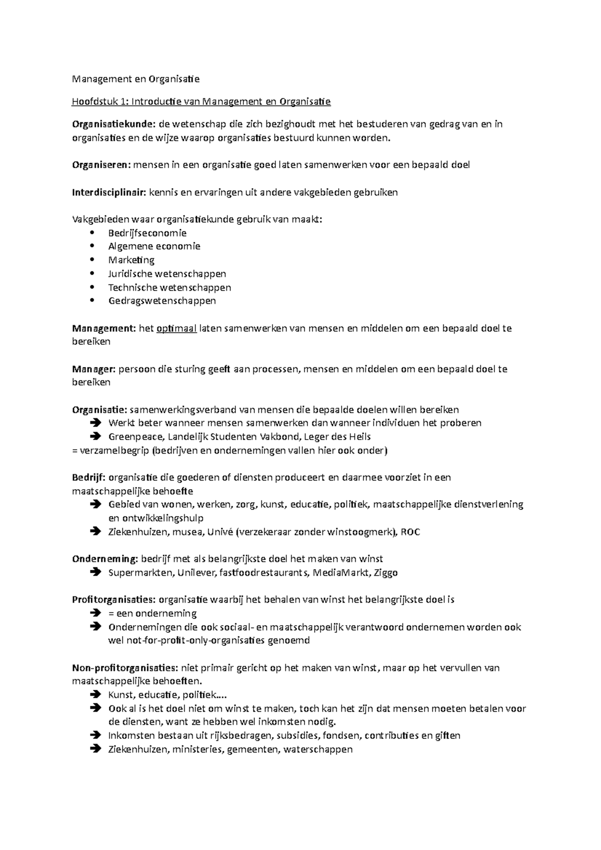 Samenvatting M&O - Management En Organisatie - Management En ...